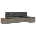 Gartensofa-set mit Kissen 5 pcs Grau Poly Rattan