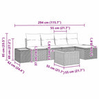 Gartensofa-set mit Kissen 6 pcs Grau Poly Rattan
