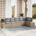 Gartensofa-set mit Kissen 6 pcs Beige Poly Rattan