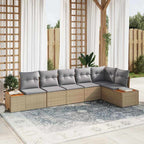 Gartensofa-set mit Kissen 6 pcs Beige Poly Rattan