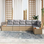 Gartensofa-set mit Kissen 6 pcs Beige Poly Rattan