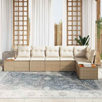 Gartensofa-set mit Kissen 6 pcs Beige Poly Rattan