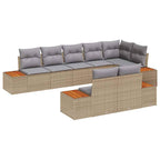 Gartensofa-set mit Kissen 8 pcs Beige Poly Rattan
