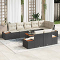 Gartensofa-set mit Kissen 9 pcs Schwarz Poly Rattan