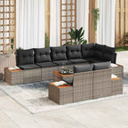 Gartensofa-set mit Kissen 9 pcs Grau Poly Rattan
