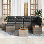 Garten-Sofa-Set mit Kissen 7 pcs Grau Poly-Rattan