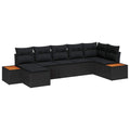 Gartensofa-set mit Kissen 7 pcs Schwarz Poly Rattan