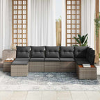 Gartensofa-set mit Kissen 7 pcs Grau Poly-Rattan