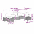 Gartensofa-set mit Kissen 7 pcs Grau Poly-Rattan
