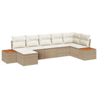Gartensofa-set mit Kissen 7 pcs Beige Poly-Rattan