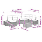Gartensofa-set mit Kissen 8 pcs Grau Poly Rattan