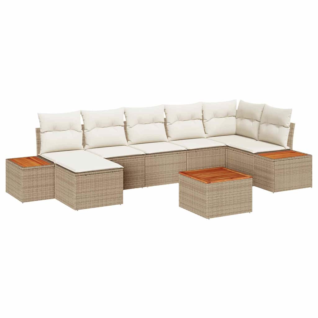 Garten-Sofa-Set mit Kissen 8 pcs Beige Poly-Rattan