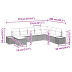 Gartensofa-set mit Kissen 8 pcs Grau Poly Rattan