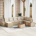 Gartensofa-set mit Kissen 9 pcs Beige Poly Rattan