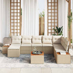 Gartensofa-set mit Kissen 9 pcs Beige Poly Rattan