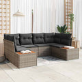 Gartensofa-set mit Kissen 6 pcs Grau Poly-Rattan