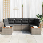 Gartensofa-set mit Kissen 6 pcs Grau Poly-Rattan