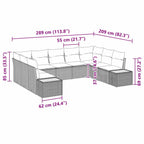 Gartensofa-set mit Kissen 9 pcs Schwarz Poly Rattan