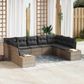 Gartensofa-set mit Kissen 9 pcs Grau Poly Rattan