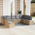 Gartensofa-set mit Kissen 9 pcs Beige Poly Rattan