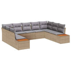 Gartensofa-set mit Kissen 9 pcs Beige Poly Rattan