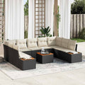 Gartensofa-set mit Kissen 10 pcs Schwarz Poly Rattan