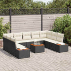 Gartensofa-set mit Kissen 10 pcs Schwarz Poly Rattan