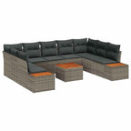 Gartensofa-set mit Kissen 10 pcs Grau Poly Rattan