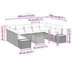 Gartensofa-set mit Kissen 10 pcs Grau Poly Rattan