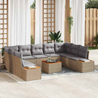 Gartensofa-set mit Kissen 10 pcs Beige Poly Rattan