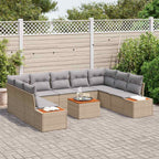Gartensofa-set mit Kissen 10 pcs Beige Poly Rattan