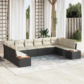 Gartensofa-set mit Kissen 10 pcs Schwarz Poly Rattan