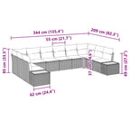 Gartensofa-set mit Kissen 10 pcs Schwarz Poly Rattan