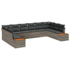 Gartensofa-set mit Kissen 10 pcs Grau Poly Rattan