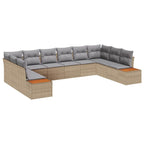Gartensofa-set mit Kissen 10 pcs Beige Poly Rattan