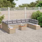 Gartensofa-set mit Kissen 11 pcs Beige Poly Rattan