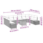 Gartensofa-set mit Kissen 11 pcs Beige Poly Rattan