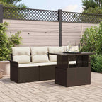 Gartensofa-set mit Kissen 5 pcs Braun Poly-Rattan