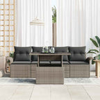Gartensofa-set mit Kissen 5 pcs Grau Poly-Rattan