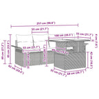 Gartensofa-set mit Kissen 5 pcs Grau Poly-Rattan