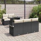 Gartensofa-set mit Kissen 6 pcs Schwarz Poly-Rattan
