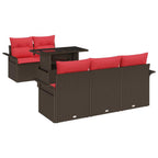 Gartensofa-set mit Kissen 6 pcs Braun Poly-Rattan