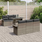 Gartensofa-set mit Kissen 7 pcs Grau Poly-Rattan