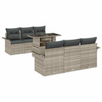 Gartensofa-set mit Kissen 7 pcs Hellgrau Poly-Rattan