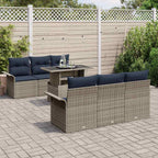 Gartensofa-set mit Kissen 7 pcs Grau Poly-Rattan