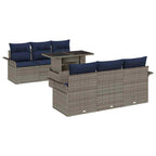 Gartensofa-set mit Kissen 7 pcs Grau Poly-Rattan