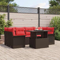 Gartensofa-set mit Kissen 7 pcs Braun Poly-Rattan