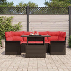 Gartensofa-set mit Kissen 7 pcs Braun Poly-Rattan