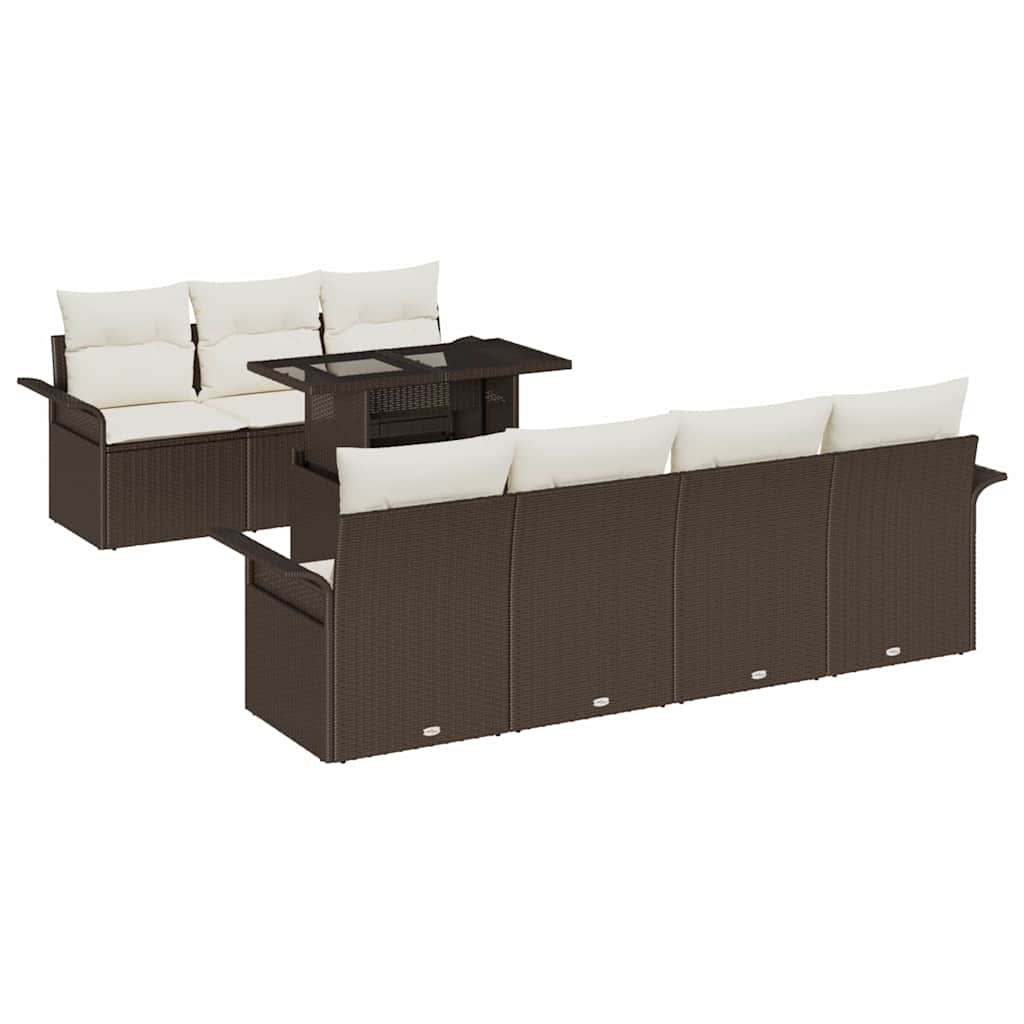 Gartensofa-set mit Kissen 8 pcs Braun Poly-Rattan