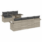 Gartensofa-set mit Kissen 8 pcs Hellgrau Poly-Rattan